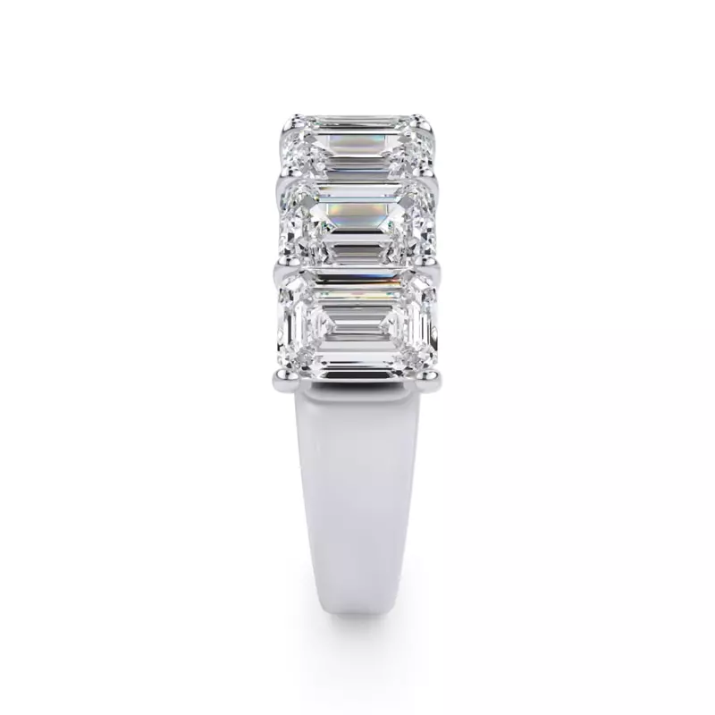 18K White Gold Emerald Cut Diamond 7 Stone Ring (5.00 ct. tw.)