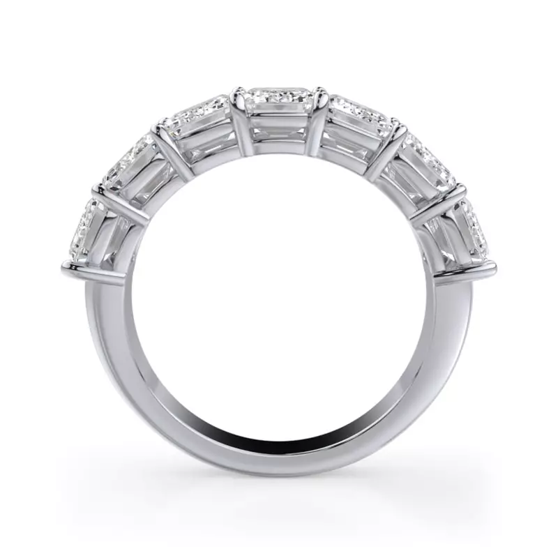 18K White Gold Emerald Cut Diamond 7 Stone Ring (5.00 ct. tw.)