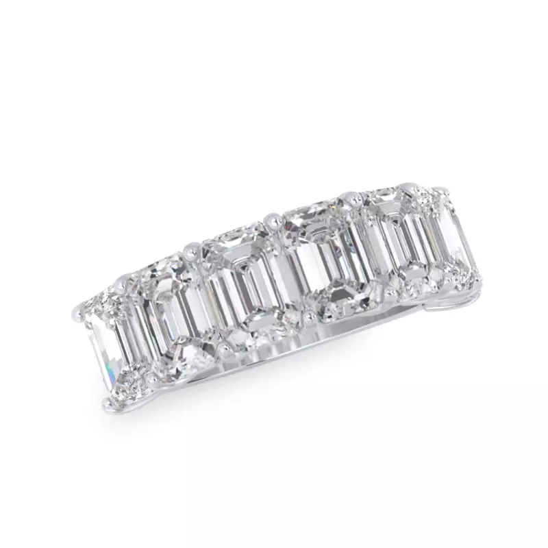 18K White Gold Emerald Cut Diamond 7 Stone Ring (5.00 ct. tw.)