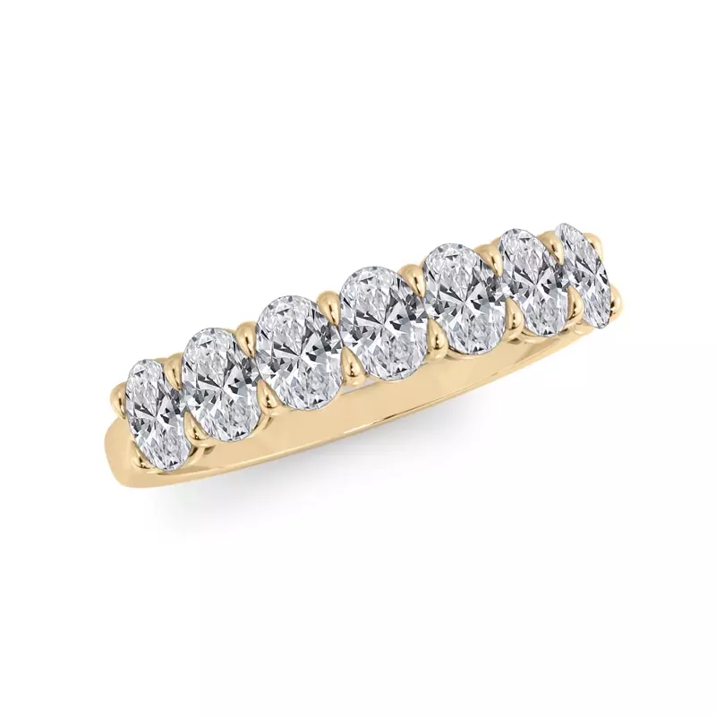 14K Yellow Gold Oval Cut Lab Diamond 7 Stone Ring (1.00 ct. tw.)