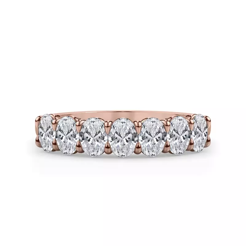 18K Rose Gold Oval Cut Lab Diamond 7 Stone Ring (1.00 ct. tw.)