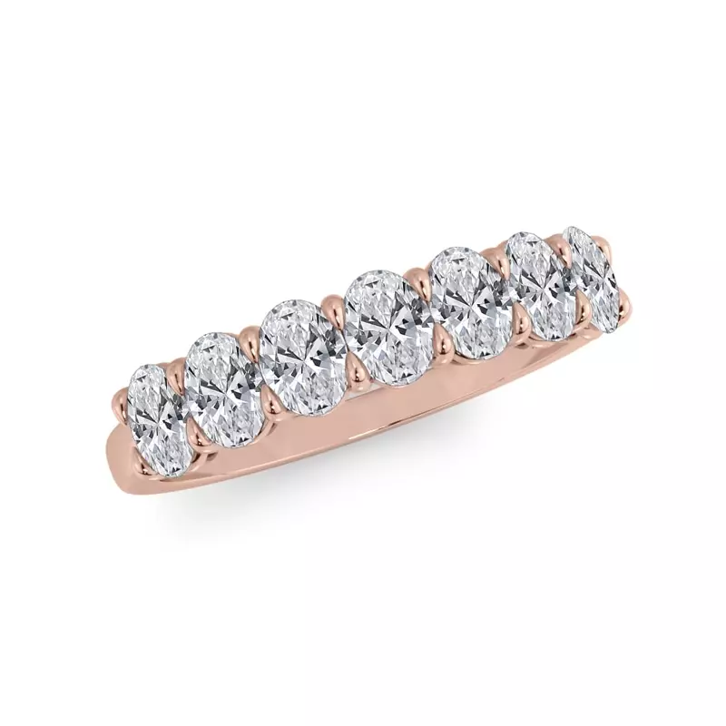 18K Rose Gold Oval Cut Lab Diamond 7 Stone Ring (1.00 ct. tw.)