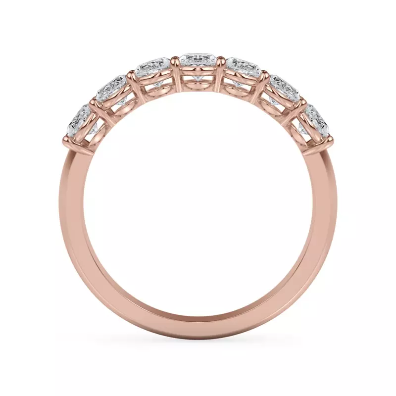14K Rose Gold Oval Cut Lab Diamond 7 Stone Ring (1.50 ct. tw.)