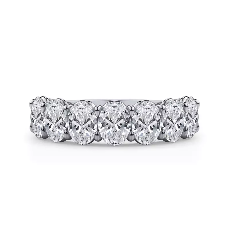 14K White Gold Oval Cut Lab Diamond 7 Stone Ring (2.00 ct. tw.)