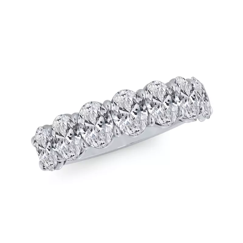 14K White Gold Oval Cut Lab Diamond 7 Stone Ring (2.00 ct. tw.)