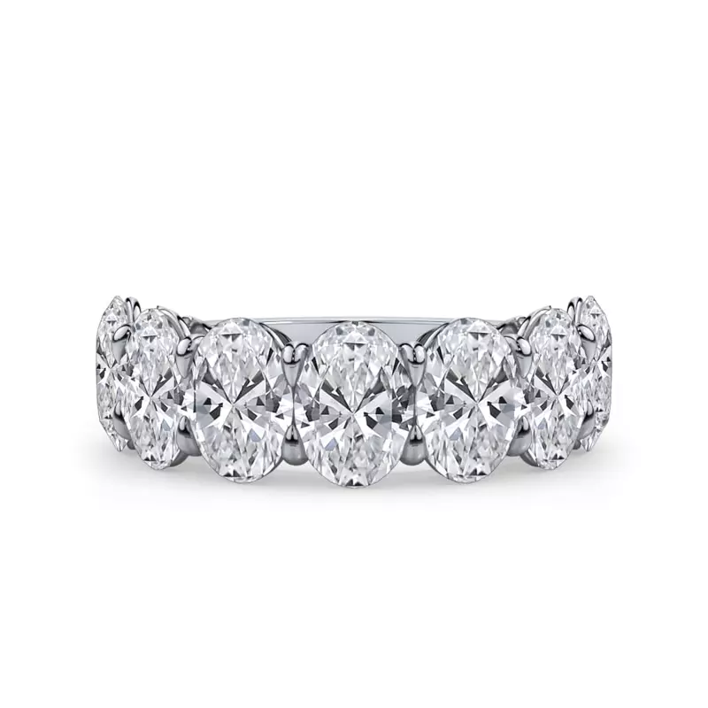18K White Gold Oval Cut Lab Diamond 7 Stone Ring (5.00 ct. tw.)