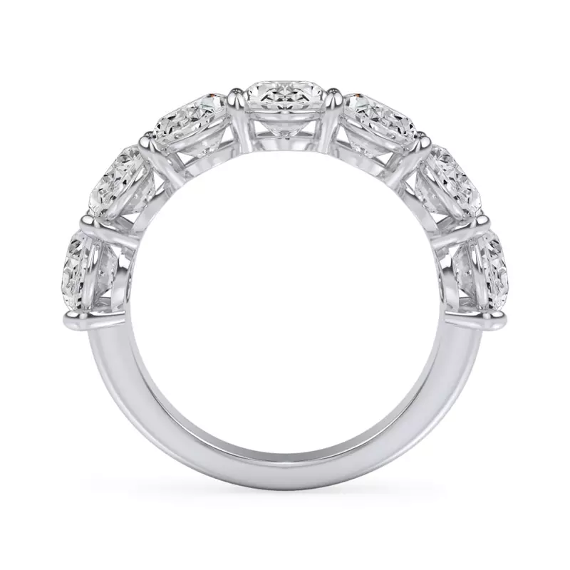 18K White Gold Oval Cut Lab Diamond 7 Stone Ring (5.00 ct. tw.)