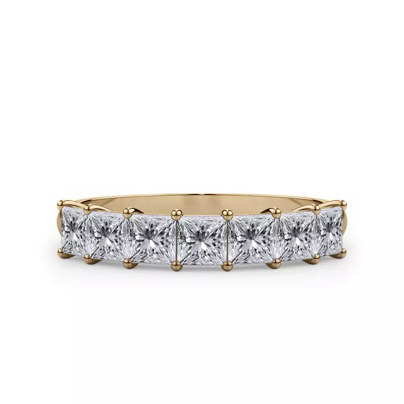 14K Yellow Gold Princess Cut Lab Diamond 7 Stone Ring (1.00 ct. tw.)