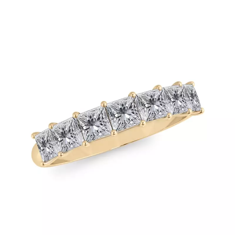 14K Yellow Gold Princess Cut Lab Diamond 7 Stone Ring (1.00 ct. tw.)