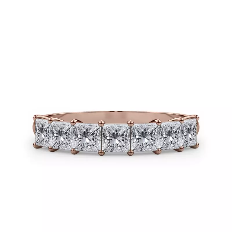 14K Rose Gold Princess Cut Diamond 7 Stone Ring (1.00 ct. tw.)