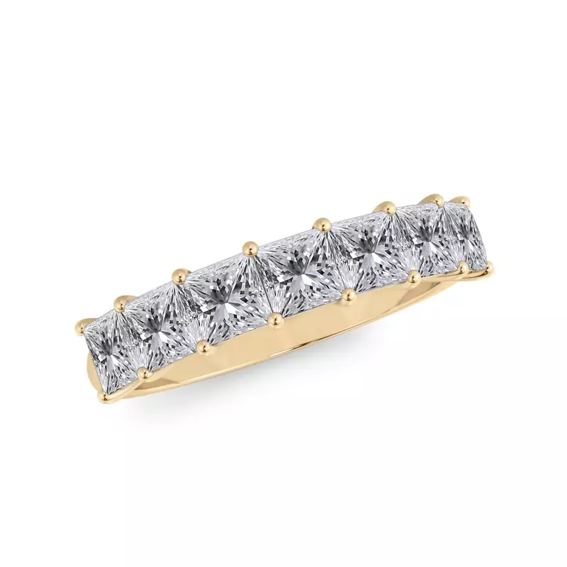 14K Yellow Gold Princess Cut Lab Diamond 7 Stone Ring (1.50 ct. tw.)