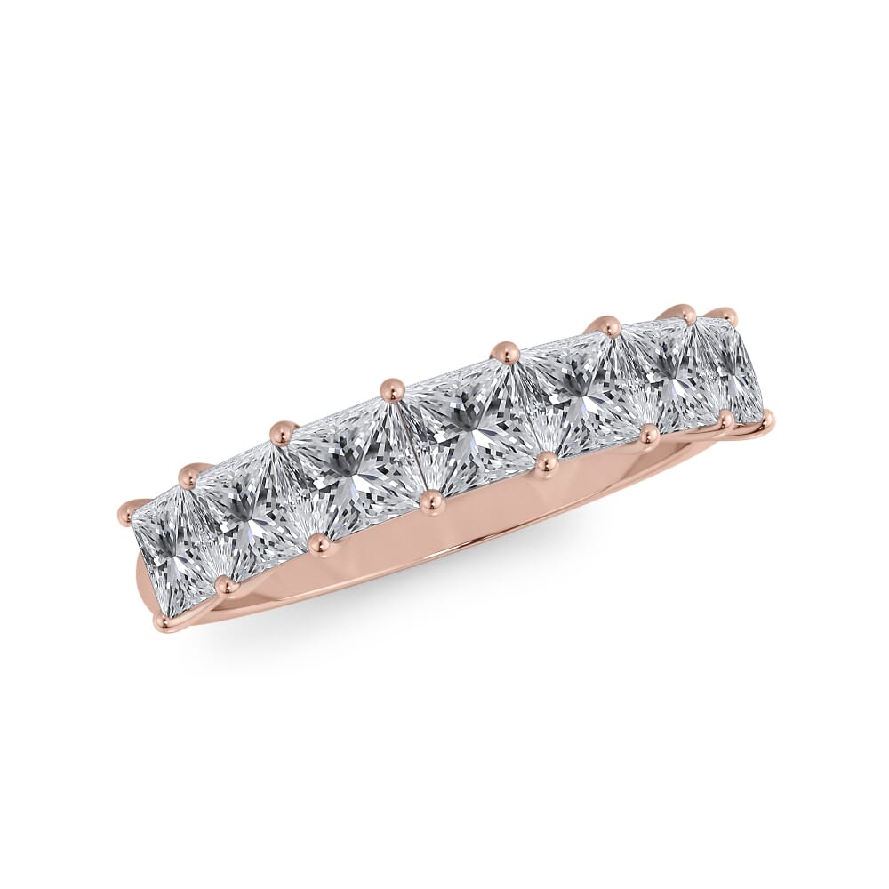 18K Rose Gold Princess Cut Lab Diamond 7 Stone Ring (1.50 ct. tw.)