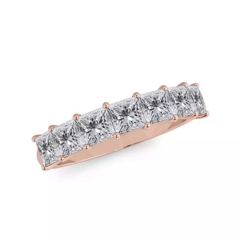18K Rose Gold Princess Cut Diamond 7 Stone Ring (1.50 ct. tw.)