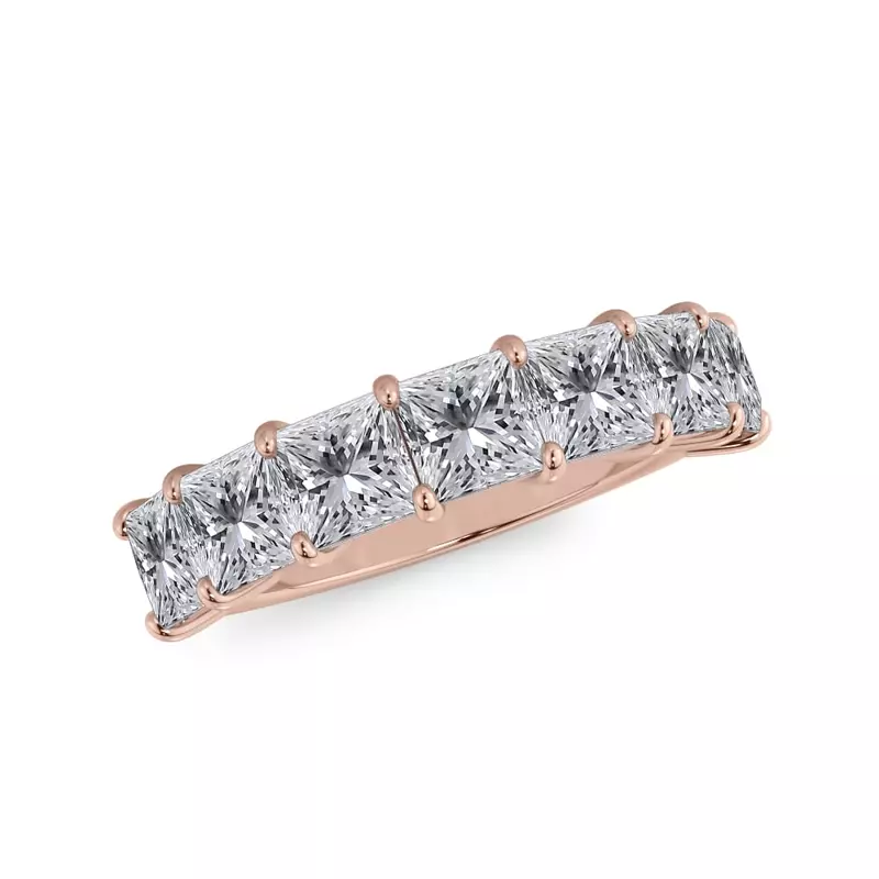 18K Rose Gold Princess Cut Lab Diamond 7 Stone Ring (3.00 ct. tw.)