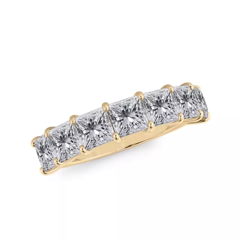 14K Yellow Gold Princess Cut Diamond 7 Stone Ring (3.00 ct. tw.)