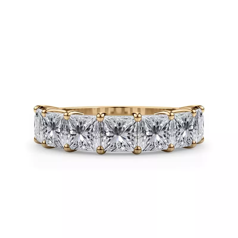 14K Yellow Gold Princess Cut Lab Diamond 7 Stone Ring (3.50 ct. tw.)