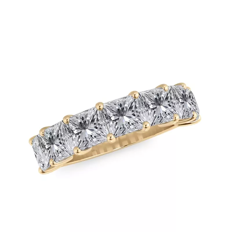 14K Yellow Gold Princess Cut Lab Diamond 7 Stone Ring (3.50 ct. tw.)