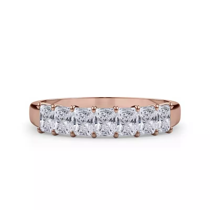 18K Rose Gold Radiant Cut Diamond 7 Stone Ring (1.00 ct. tw.)