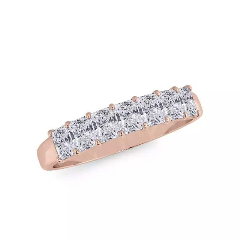 18K Rose Gold Radiant Cut Diamond 7 Stone Ring (1.00 ct. tw.)