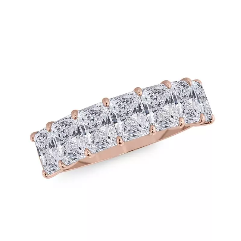 14K Rose Gold Radiant Cut Lab Diamond 7 Stone Ring (3.00 ct. tw.)