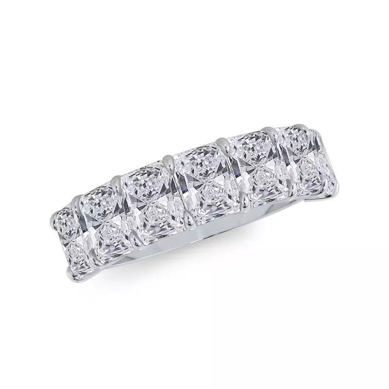 18K Rose Gold Radiant Cut Lab Diamond 7 Stone Ring (3.50 ct. tw.)