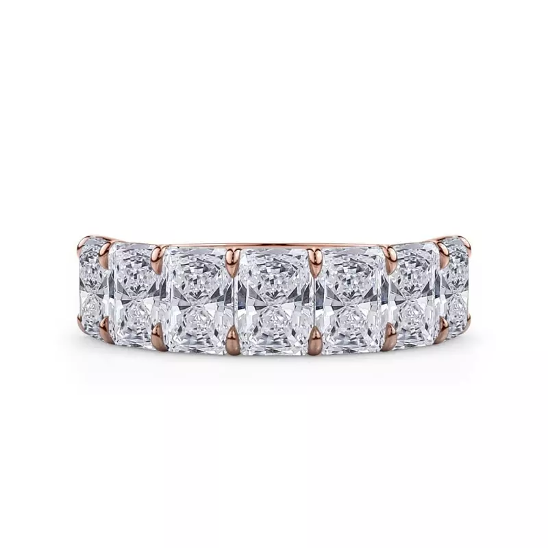 18K Rose Gold Radiant Cut Lab Diamond 7 Stone Ring (5.00 ct. tw.)