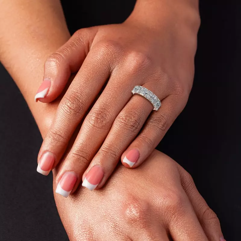 18K Rose Gold Radiant Cut Lab Diamond 7 Stone Ring (5.00 ct. tw.)