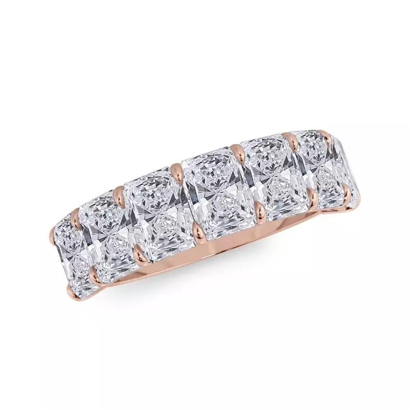 18K Rose Gold Radiant Cut Lab Diamond 7 Stone Ring (5.00 ct. tw.)
