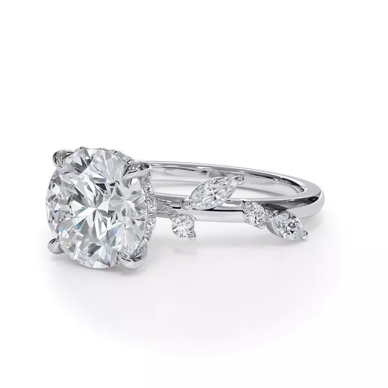 18K White Gold Autumn Cascade Diamond Engagement Ring