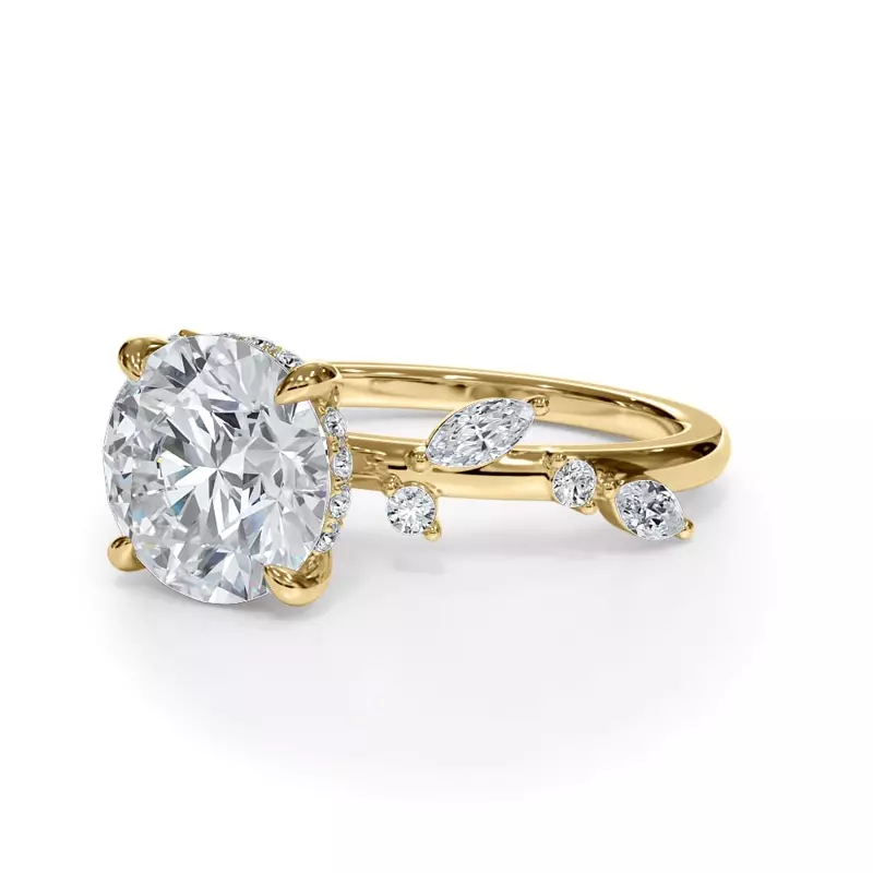 18K Yellow Gold Autumn Cascade Diamond Engagement Ring