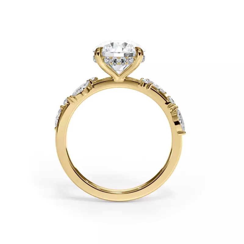 18K Yellow Gold Autumn Cascade Diamond Engagement Ring