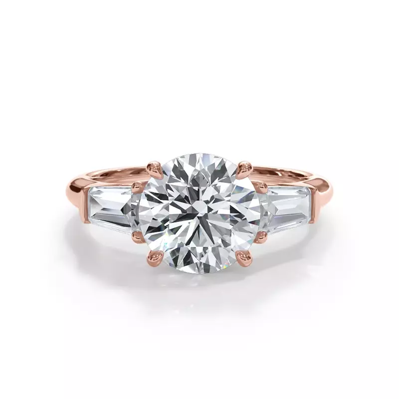 14K Rose Gold Bellora Grand Tapered Baguette Engagement Ring