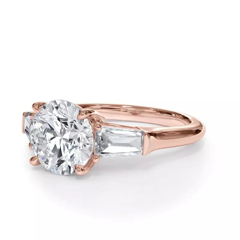 14K Rose Gold Bellora Grand Tapered Baguette Engagement Ring