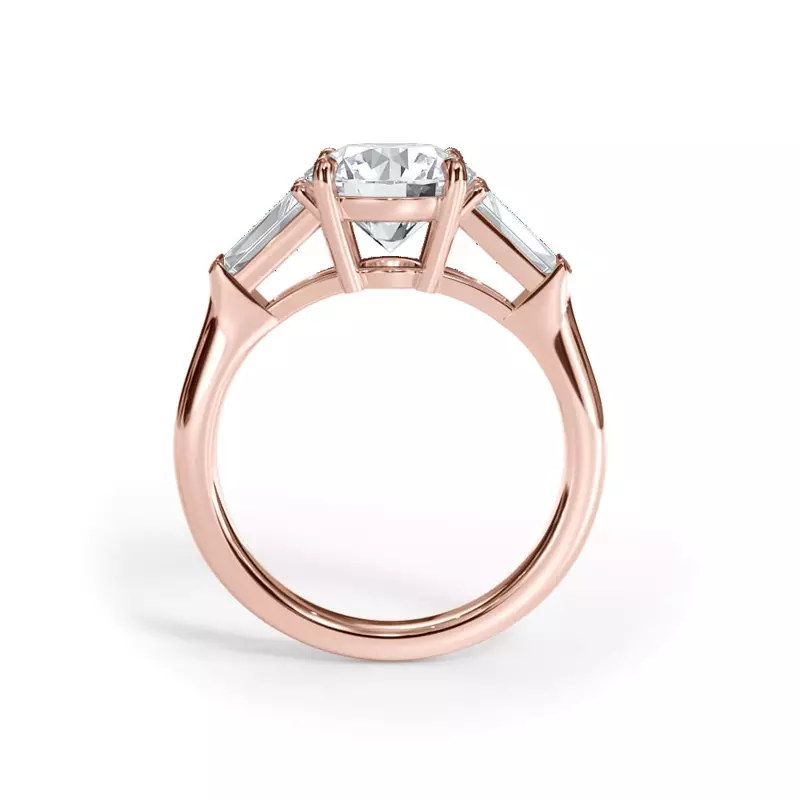 14K Rose Gold Bellora Grand Tapered Baguette Engagement Ring