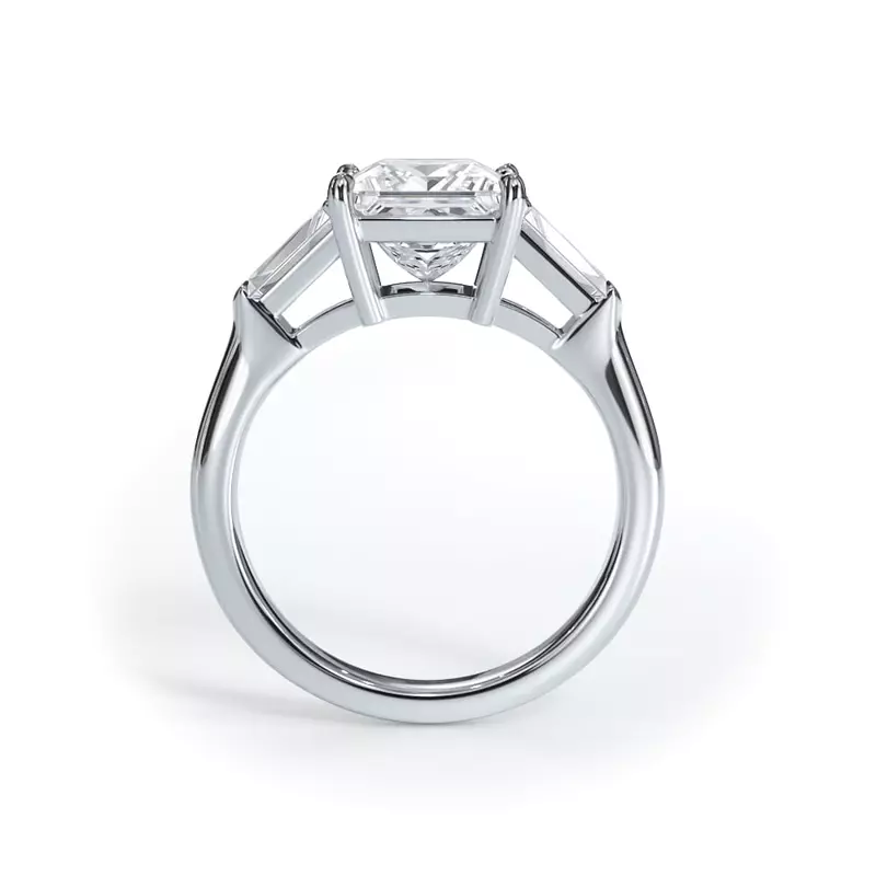 14K White Gold Bellora Grand Tapered Lab Baguette Engagement Ring