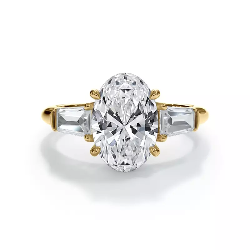 14K Yellow Gold Bellora Grand Tapered Lab Baguette Engagement Ring
