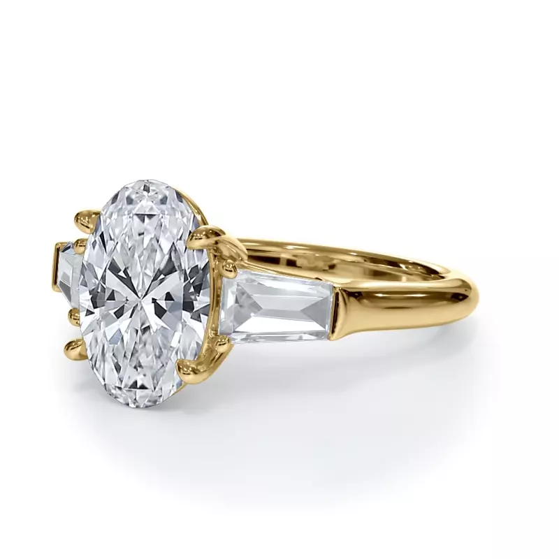 14K Yellow Gold Bellora Grand Tapered Lab Baguette Engagement Ring