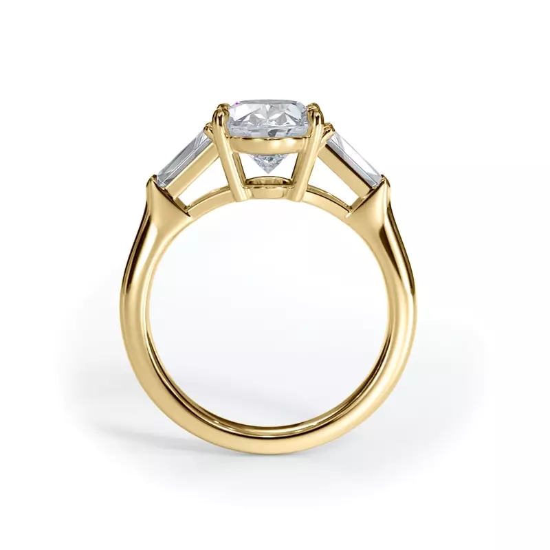 14K Yellow Gold Bellora Grand Tapered Lab Baguette Engagement Ring