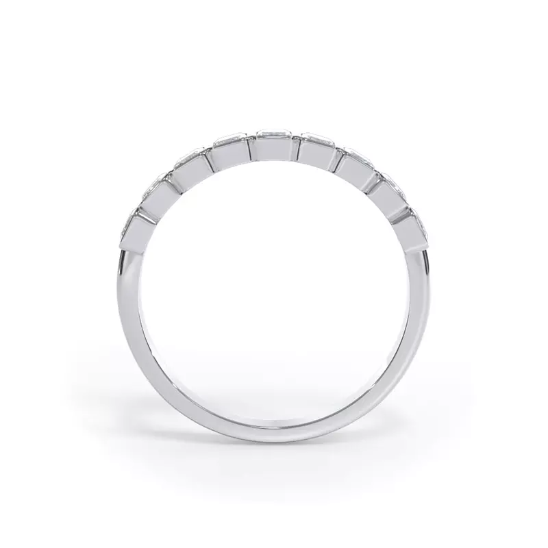 14K White Gold Bellora Lab Emerald-Cut Bezel Band