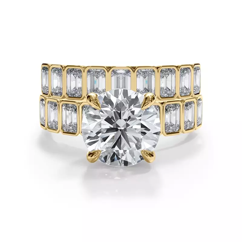 14K Yellow Gold Bellora Lab Emerald-Cut Bezel Band