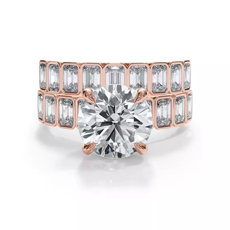 18K Rose Gold Bellora Emerald-Cut Bezel Band
