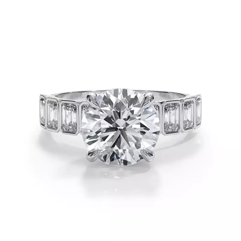 Platinum Bellora Emerald-Cut Bezel Hidden Halo Engagement Ring