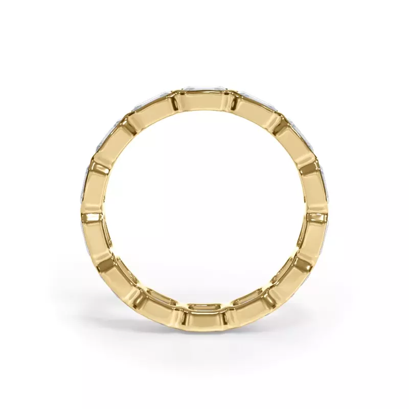 14K Yellow Gold Bellora East-West Emerald-Cut Lab Bezel Band
