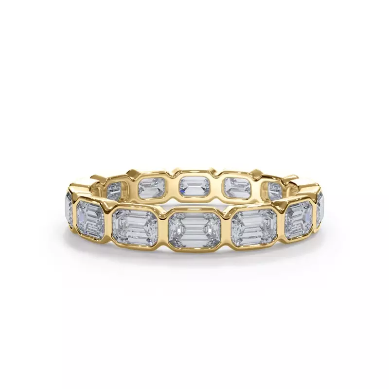Bellora East-West Emerald-Cut Diamond Bezel Band