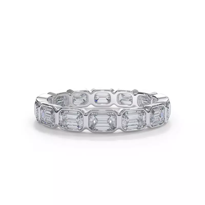 Bellora East-West Emerald-Cut Diamond Bezel Band