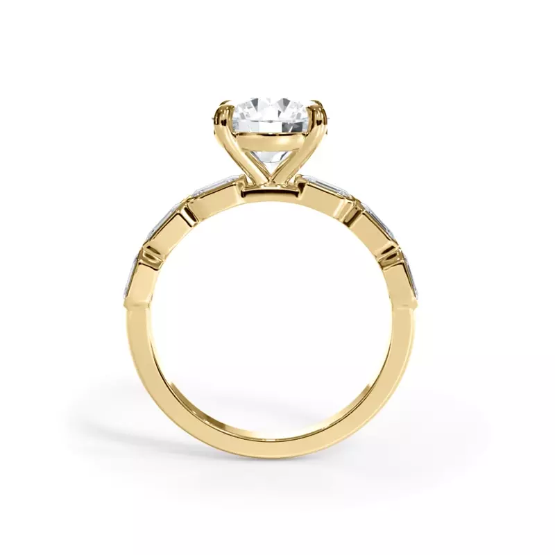 14K Yellow Gold Bellora East-West Emerald-Cut Diamond Bezel Engagement Ring