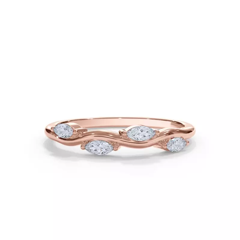 14K Rose Gold Vinetta Marquise Band