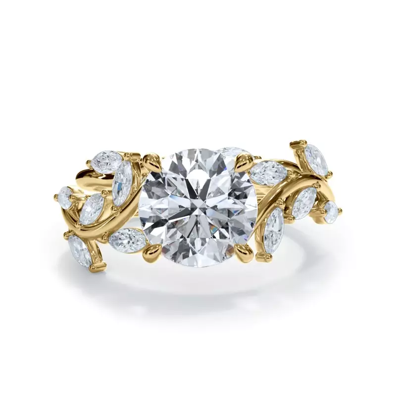 14K Yellow Gold Vinetta Marquise Band