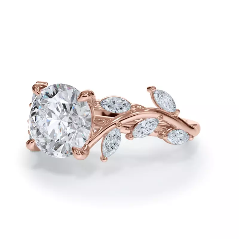 14K Rose Gold Vinetta Marquise Engagement Ring 