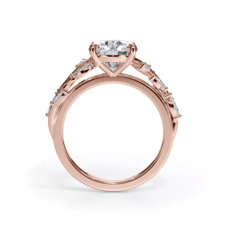 14K Rose Gold Vinetta Marquise Engagement Ring 